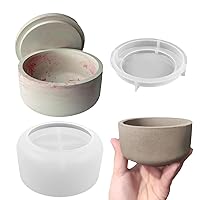 Storage Box with Lids Candle Jar Molds Set, Concrete Round Stripe with Cover Bottle Making Moulds for DIY Storage Box Candle Holder
