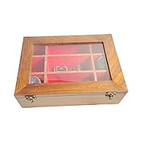 9 Slots Wooden Storage Box for Watch & Jwellry Handcrafted with Rosewood and Sheesham Tones, Stylish Organizer Watch Box