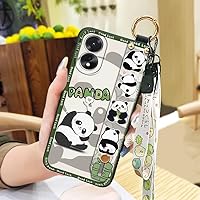 Lulumi-Phone Case for Oppo A38 4G/A18 4G, Back Cover Anti-Knock Silicone Durable Phone Pouch Waterproof Cell Phone Sleeve Lanyard Mobile Phone case Fashion Design Panda Protective