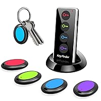 Key Finder,85dB+ Item RF Locator Tags with 131ft. Working Range,Key Tracker Remote Finder Locator with Sound for Finding Wallet, Key, Phone, Glasses, Pet Tracker - 4 Receivers with Rings