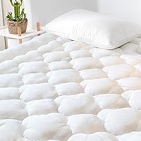 GRT Cooling Mattress Pad Cover Rayon from Bamboo Twin XL Size, Extra Thick Quilted Fitted Mattress Topper with 21 Inches Deep Pocket, Ultra Soft Breathable and Noiseless Mattress Cover