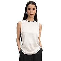 LilySilk Womens Pure Silk Blouse Contrasting Color Ladies 22MM Silk Tank Top Classic Loose Cut Shirt for Business Work