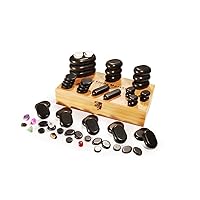 Master Massage 60-Piece Deluxe Hot Stone Set Including Basalt Volcano Rocks, Marble Cold Stones, and Chakra Balancing Tools - Ultimate All-in-One Package Kit for Hot Stone Massage Therapy