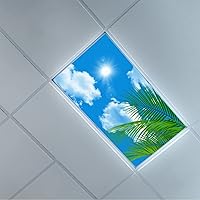 Fluorescent Light Covers-for Ceiling Light Diffuser Panels - Fluorescent Light Covers for Classroom Office - 2ft x 4ft Drop Ceiling Fluorescent Decorative - Tree Leaves Sky Clouds Pattern