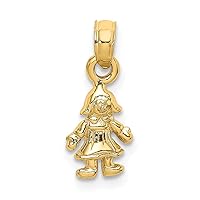 14k Gold 3 d Mini Doll Pendant Necklace (little Girl) Measures 14.3x6.8mm Wide Jewelry Gifts for Women