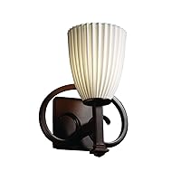 Justice Design Group - Limoges Collection - Heritage Wall Sconce - Short Tapered Cylinder - Dark Bronze Finish with Pleats Shade