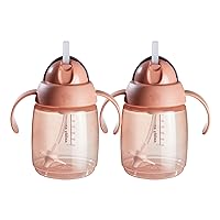 Superstar Weighted Straw Cup for Toddlers, 6 months+, 10oz, Shake and Spill-Proof, Antimicrobial Straw, Pack of 2, Pink