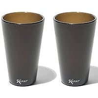 Silicone Pint Glasses, Unbreakable & Reusable 16-Ounce Silicone Cups for Indoor & Outdoors, Smoke, Pack of 2