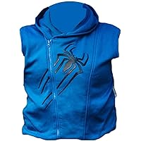 Men's Scarllet Sppider Logo Blue Sleeveless Fashion Halloween Costume Wool Hoodie For Men's