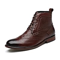 Men's Handmade Genuine Leather Fashion Wingtips Brogues Derby Boots Dress Tuxedo Oxfords Chelsea Boots