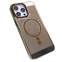 Heat Dissipation Magnetic Case for iPhone 14 13 11 12 14 Pro Max Slim Hard Compatible with Magsafe Wireless Charging Plating Cover (Gold,for iPhone 14 Plus)