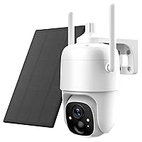 Solar Security Cameras Wireless Outdoor for Home Security, 2K 3MP 355° Pan 90°Tilt IP65 Waterproof Rechargeable Battery Powered PTZ WiFi Camera with PIR, 2-Way Talk, Color Night Vision