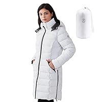 IKAZZ Women's Winter Warm Packable Long Lightweight Hooded Outwear Pockets Puffer Coat Parka Jacket