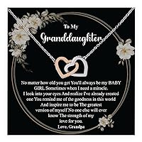 To My Granddaughter Necklace, Interlocking Heart Shaped Necklace Gift For Her Birthday Surprise, Graduation, Or Wedding Gift For Granddaughter From Grandpa With Message Card And Stunning Box