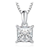 JewelryPalace 1ct Cubic Zirconia Solitaire Pendant Necklace for Women, 14K White Yellow Rose Gold Plated 925 Sterling Silver Necklaces for Her, Classic Simulated Diamond Jewelry Set, 18 Inches chain