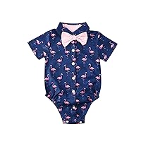 Newborn Boy Clothes Gentleman Outfits One Piece Infant Baby Romper Dinosaur/Flamingo Floral Print Bodysuit Summer Sun Suit