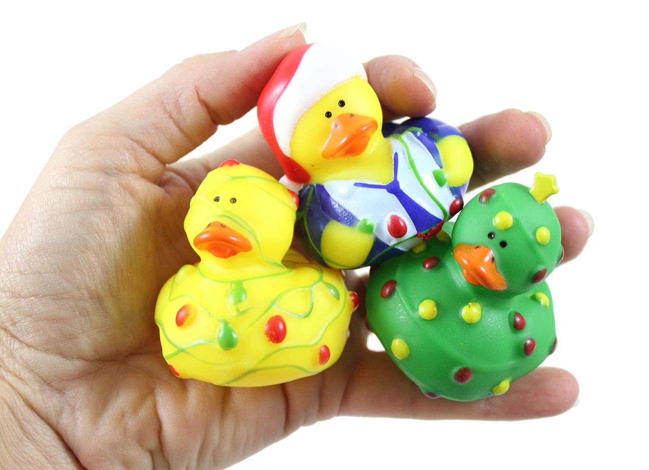 Curious Minds Busy Bags 48 Rubber Duckie Christmas Bundle Set - Ornaments - Ducks - Cute Holiday Party Favor Decoration Gifts (4 Dozen)