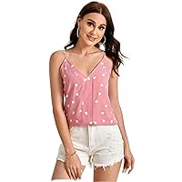 Womens Summer Tops Sexy Casual T Shirts for Women Heart Print Cami Top