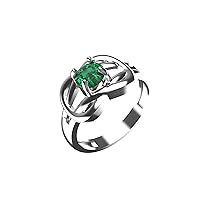 1.10 Ctw Raw Emerald Ring May Birthstone Green Gemstone Emerald Ring 5.30 MM Emerald Size Ring