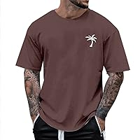 Slim Fit Breathable Shirts for Men Summer Crewneck Graphic Everyday Tops Short Sleeve Lightweight Cotton Tees