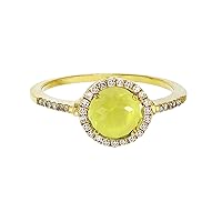 Sterling Silver Yellow 7mm Round Created Yellow Sapphire & Created White Sapphire Halo Ring