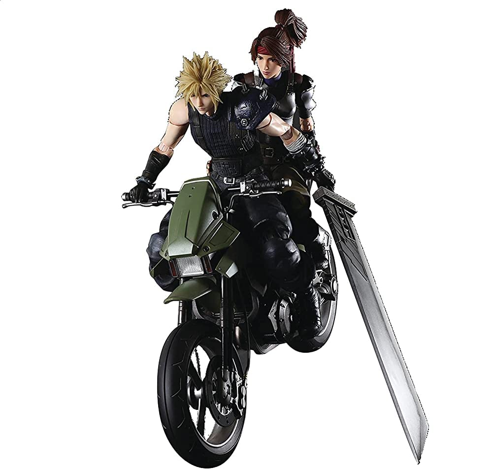 Square Enix Final Fantasy VII Remake: Cloud Strife, Jessie and Motorcycle Play Arts Kai Action Figure Set Jessie: W 3.13