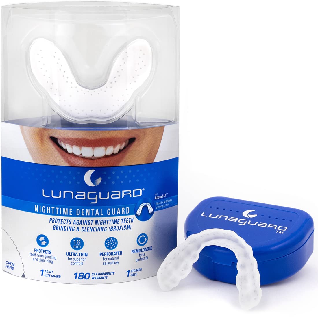 LunaGuard Nighttime Dental Guard – Comfortable Mouth Guard for Bruxism - Custom Fitted Protection for Teeth Grinding and Jaw Clenching Plus Storage Case