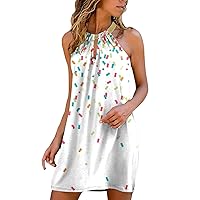 Womens Dresses Casual Sleeveless Beach Sexy Cocktail Dresses Tropical Athleisure Ruched Retro Loungewear Partywear