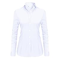 Cute Clothes for Women Fitted Blouses for Women White Long Sleeve top White Button Down White Shirts for Women, White XL