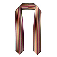 Rainbow Colored Striped Print Deluxe Unisex Adult Graduation Honor Stole Sash, 72