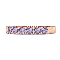 Small Half Eternity 0.12 Cts Amethyst 925 Sterling Silver Stacking Bridal Ring