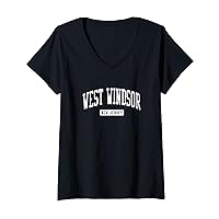 Womens West Windsor New Jersey NJ Vintage Athletic Sports Design V-Neck T-Shirt