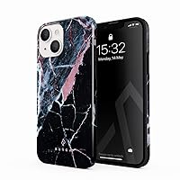 BURGA Phone Case Compatible with iPhone 13 - Hybrid 2-Layer Hard Shell + Silicone Protective Case -Hidden Beauty Light Pink Peach and Black Marble - Scratch-Resistant Shockproof Cover
