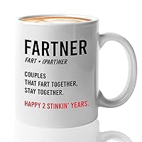 Personalized Year Anniversary Coffee Mug 11oz White - Fartner Definition - Wedding Custom Year 2nd Anniv Couple Farting Wife Husband Marriage