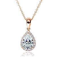 Kobelli Pear-Shape Moissanite (9mm x 6mm) & Diamond Necklace 14K Gold