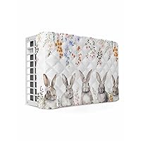 Air Conditioner Cover AC Cover Easter Bunny Rabbit Spring Flowers Plants Indoor Window Air Conditioner Covers Adjustable AC Covers for Inside Double Insulation 25x18x3.5 Inch