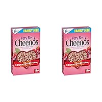 Cheerios Very Berry Cheerios Heart Healthy Cereal, Gluten Free Cereal With Whole Grain Oats, 18.6 OZ Family Size (Pack of 2)