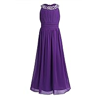 CHICTRY Flower Girls Beaded Sequins Neckline Chiffon Wedding Dress Dance Party Maxi Formal Gowns