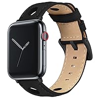 BARTON Racing & Rally Horween Leather Watch Bands with Integrated quick release spring bars - Compatible with all Apple Watch Models - Series 8, 7, 6, 5, 4, 3, 2, 1, SE & Ultra - Size 38mm, 40mm, 42mm or 44mm