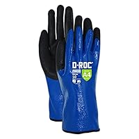 MAGID Waterproof Level A4 Cut & Chemical Resistant Work Gloves, 12 PR, Enhanced Grip Sandy Nitrile Coated (Nitrix), Size 11/XXL, Reusable, 13 mil thickness, Hyperon Shell (GPD484) Blue