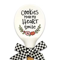 Shannon Road Gifts Classic Kitchen Silicone & Wood Spoon, 12.5-Inches, Cookies Make My Heart Smile