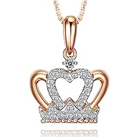 Amazing Crown Fine Natural Diamond 14K Rose Gold Anniversary Wedding Pendant Set