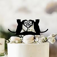 Cats Silhouette Cake Topper, Cats Wedding Cake Topper, Couple Kitty Silhouette, Cat Lovers, Two Cats Rustic Gift Wedding Engagement Anniversary Cake Decorations Party Favors.