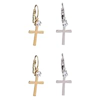 Cross Earrings For Women Girl Religious Jesus Stone Earrings Jewelry Crucifix