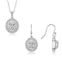 Rylos Women's 14K White Gold Princess Diana Set: Ring & Pendant Necklace with 18