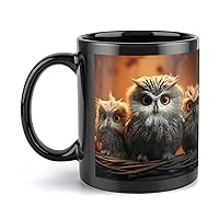 Mugs Large Porcelain Mug Cute Owl Ceramic Steeping Mug with Handle Porcelain Coffee Cups Funny Mug Tea Cups with Handle for Men Women