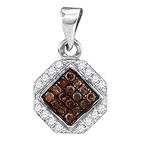 10K White Gold Chocolate Brown Diamond Shaped Split Halo Necklace Pendant 1/4 Ctw.