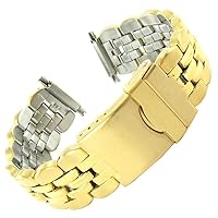 16-22mm Speidel Stainless Steel Gold Tone Removable End Watch Band Fits Fossil