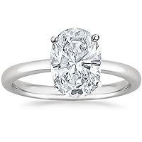 14K White Gold 1 Carat Lab Grown Solitaire Oval Cut IGI CERTIFIED Diamond Engagement Ring (1 Ct,H-I Color VS2-SI1 Clarity)
