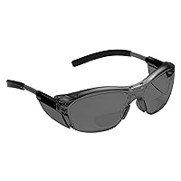 3M Safety Glasses with Readers, Nuvo Readers, +1.5 Diopter, ANSI Z87, Gray Lens, Gray Frame, Soft Nose Bridge, Side Shields